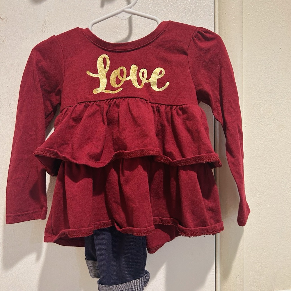 Kids Red Ruffle Love Shirt